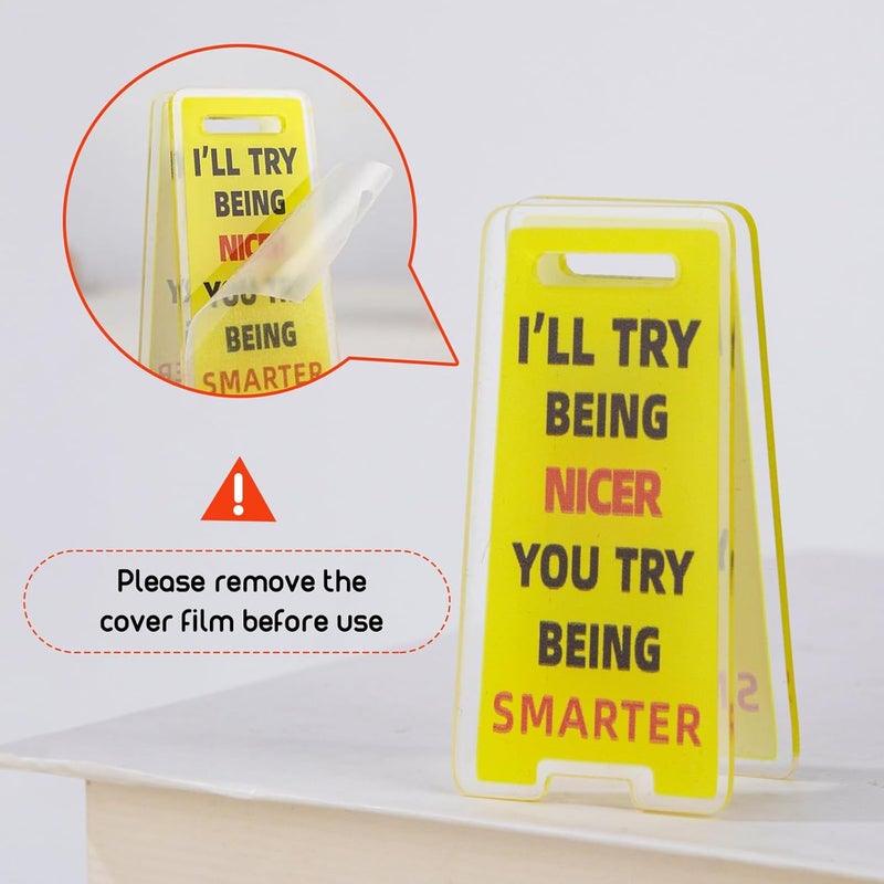 Joyline Funny Sticky Note Holder - 6 Pack Note Holder Clips, Overstimulated Desk Sign for Office, Hilarious Desk Signs for Coworkers, Perfect Funny Office Gifts (Yellow) - Image 3